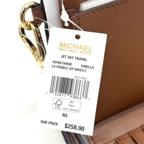 Michael Kors Large Jet Set Travel Double Zip Wallet Powder Blush Multi - Picture 10 of 10